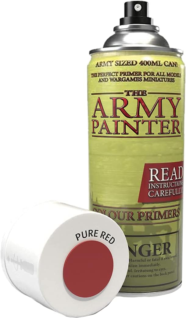 The Army Painter Color Primer, Pure Red, 400 ml, 13.5 oz - Acrylic Spray Undercoat for Miniature Painting - Spray Primer for Plastic Miniatures - Perfect Miniature Painting Companion