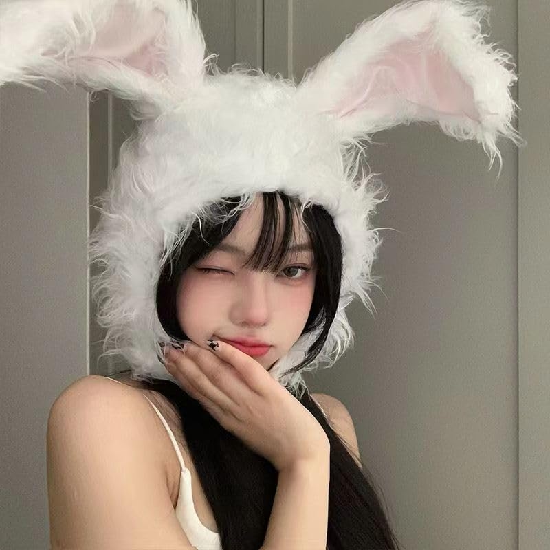 Amazon.co.jp: ウサギ帽子 かぶりものグレー兎 ラビット 長毛 キャップ
