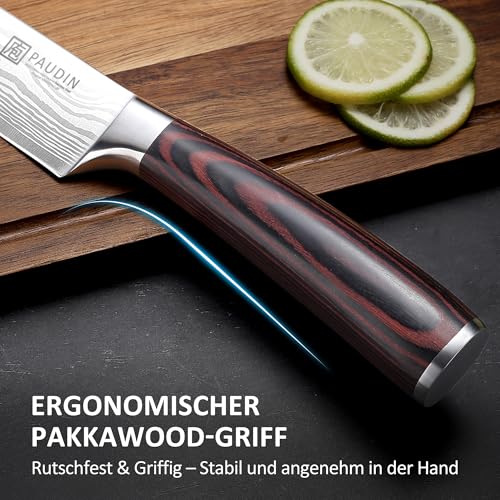 PAUDIN PAUDIN Kochmesser 15 cm Küchenmesser klein scharf profi Messer als Allzweckmesser Fleischmesser Gemüsemesser aus hochwertigem Edelstahl mit ergonomischem Holzgriff - Detailansicht 8 | Küchenmesser