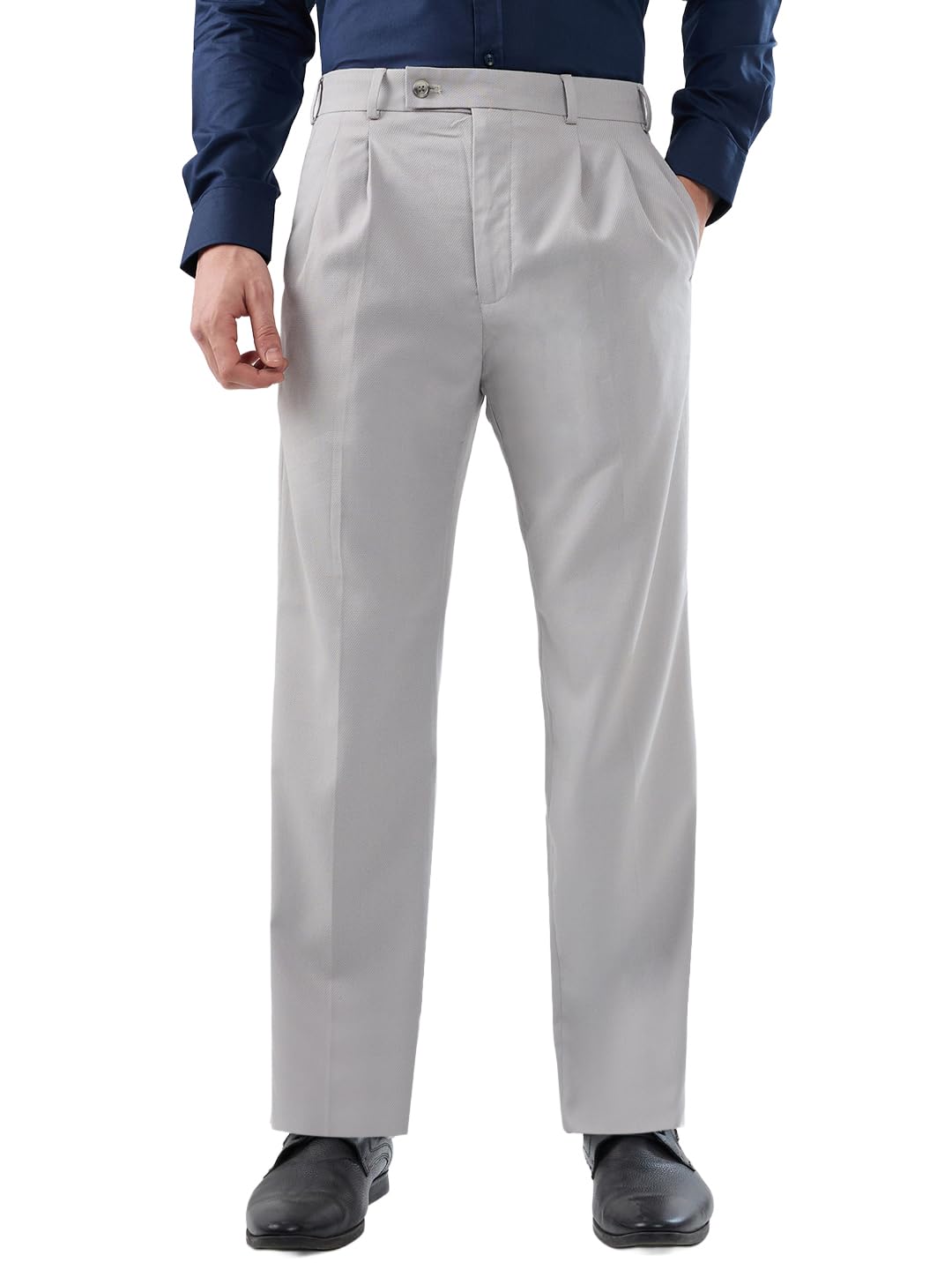 park avenue Men Comfort Fit Structure Pattern Poly Viscose Blend Double Pleat Formal Trouser-picture-31