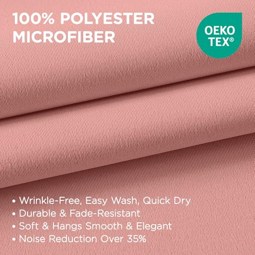 Image of Joydeco Blackout Curtains for Bedroom 52 x 54 Inch, Eyelet Thermal Insulated Energy-saving Drapes for Room Darkening Light Filtering, Short Window Treatments 54 Inch Drop, 2 Panels - Dream Pink