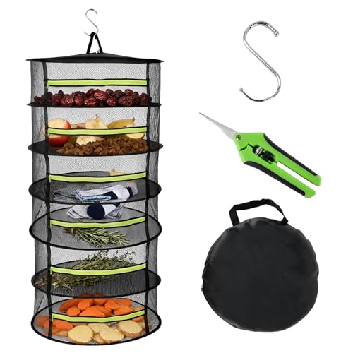 SANDERLA 6-lagiges Kräutertrockengestell mit Gartenschere und...