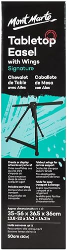 Miniatura 2 de Mont Marte Caballete de mesa con alas, sostiene lienzos de hasta 20 pulgadas de altura, ajuste de ángulo, incluye bolsa de transporte