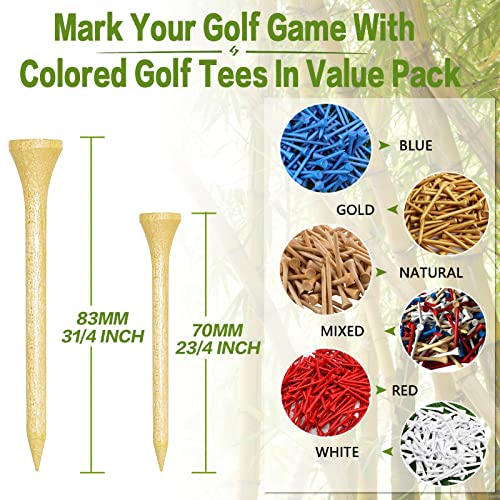 Finger Ten Golf Tees Wood 2 3/4 Inch Tee Wooden Bamboo Bulk 250 Count With Tee Holder (Natural, 250 Count(2 3/4 Inch)) #TOP4