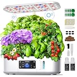 Ahopegarden Hydroponics Growing System Kit Indoor Herb Garden with Grow Light 12 Pods, with LCD Touch Panel Hydroponic Planter, Planting Height Up to 17', Grower Harvest Fresh Veggie Lettuce, White