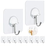 FOTYRIG Adhesive Hooks Heavy Duty Wall Sticky Hooks for Hanging Wall Hangers Without Nails 15lb(Max) 180 Degree Rotating Seamless Stick on Bathroom Kitchen Office Outdoors-10 Packs