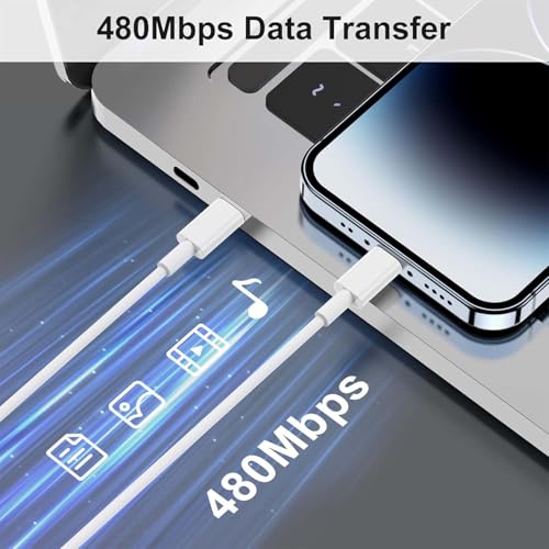 Image of USB Type C to Type C Fast Charging Cable 100W PD Super Fast Charge, High Speed Data Sync Cable Compatible with Samsung Galaxy S25 /S24 /S23 FE, A55 /A35 /M Series, OnePlus, Realme - Durable White Cable