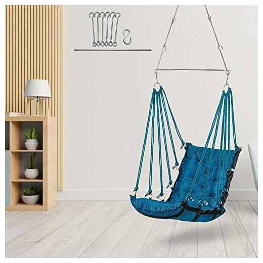 Swingzy Soft Leather Velvet Hanging Swing Chair/Swing for Adult/Swing for Indoor & Outdoor/Swing Chair for Adults for Home, 200 Kgs Weight Capacity (Blue, Free Hanging Accessories, Cotton)
