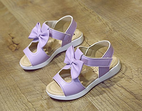 Vokamara Big Girls Fashion Bow Sandals Summer Shoes Violet 35 #TOP3