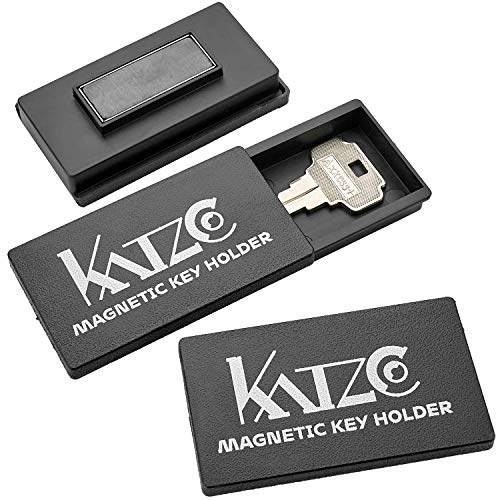 Katzco Magnetic Key Holder - 3 Pack - 1.25 x 2.75 Inches - Rugged Black Plastic Cases with Strong Magnets - for Safe Compartments, Extra Car Keys, House, and More #1