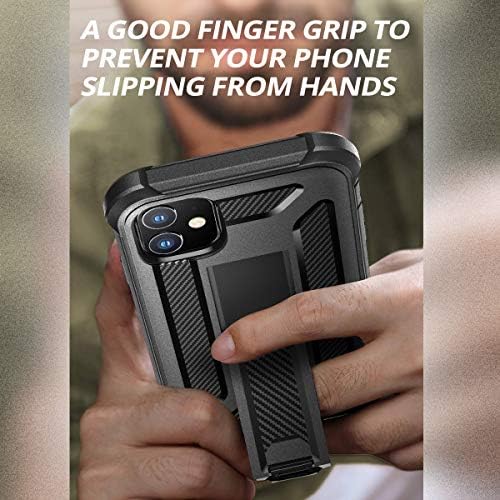 Dexnor Compatible with Iphone 11 Case 6.1 Inch, 360 Degree Full Body Shockproof Protective Cover (2019 Release) with Built-in Screen Protector and Kickstand - Black