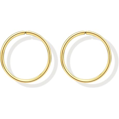 6mm Huggie Hoop Nose Ring in Gold Sterling Silver for Women