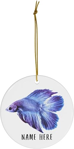 Miniatura 2 de Nombre personalizado Betta Fish Purple Gifts 2024 Christmas Circle Ceramic Ornaments Circle Ceramic