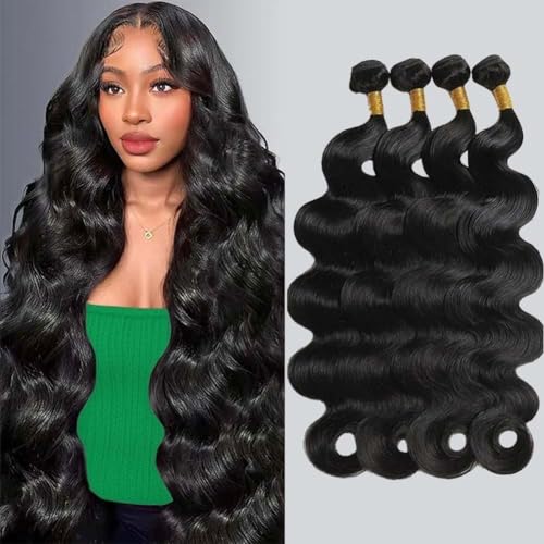 VBOKYD Body Wave Bundles Human Hair Soft 16 18 20 22Inch 100% Brazilian Human Hair Bundles 12A Hair extension Long Natural Black Color For Women