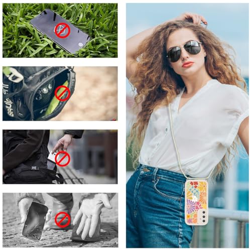 Vxinvnoi Etui ze sznurkiem do Samsung Galaxy S25 5G, estetyczny wzór kwiatowy rysunek dziewczyna etui na naszyjnik smycz smycz etui, cienkie silikonowe etui odporne na wstrząsy do Samsung S25, beżowe