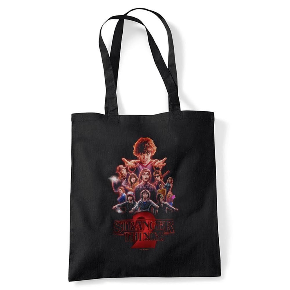 Stranger Things Season Two Poster Grocery Travel Reusable Tote Bag, Black