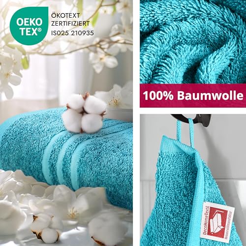 DecoHomeTextil Handtuch-Set 2 Handtücher 50 x 100 cm in Türkis aus 100% Baumwolle, hochwertig, kuschelweich und saugstark