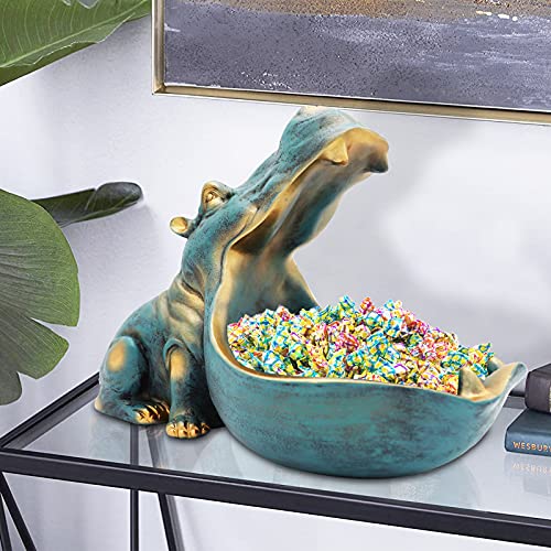 Aboxoo Hippo Statue Home Resin Hippopotamus Figurine Fun Candy Dish,Key Bowl,Big Mouth Sculpture Table Art Decoration Sundries Container Storage Box thumb #5