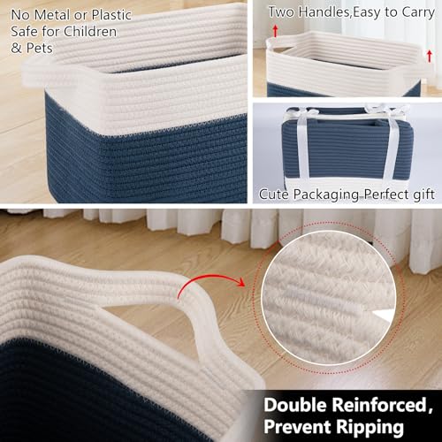 image for OIAHOMY Storage Baskets - Woven Cotton Rope Baskets for Shelves, Toy T