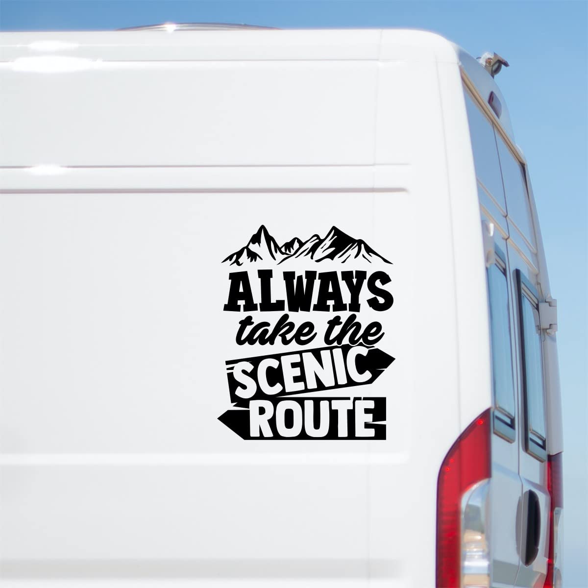 38K Vinyl Graphics Black Always Take The Scenic Route Sticker Large Decal For Caravan Motorhome Truck Van Car (Matt )