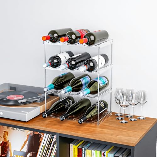 Tazweeq Stackable Water Bottle Organizer, Sturdy Structure, 4 Tier, Quick Installation, for Kitchen Cabinets Counter Pantry