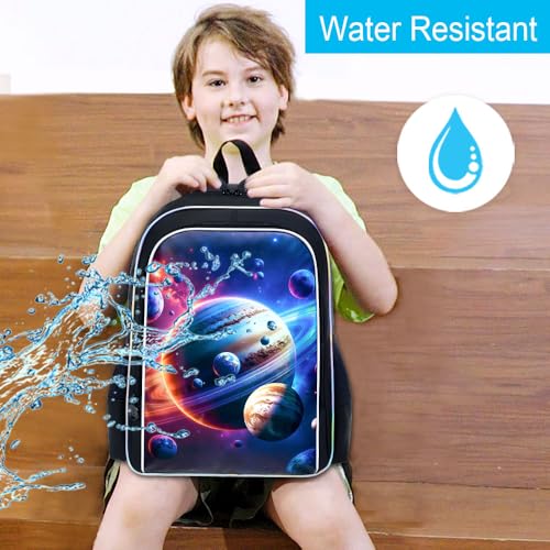 Image of gxtvo 3PCS Kids Space Backpack for Boys, 17 inch Kids Universe Bookbag with Lunch Box, Water Resistant Middle Elementary School Bag - Cosmic Planet