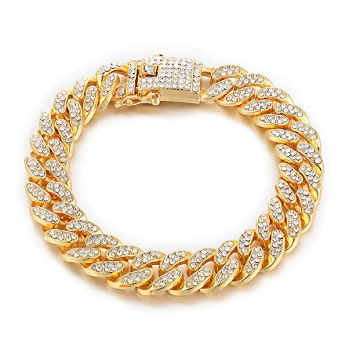 Fashion Frill Stylish Bracelet For Men Women Gold Plated American Diamond Studded Charming Golden Bracelets For Women Girls Men Boys Jewellery Accoccesories Love Gifts, One Size, Metal, Diamond