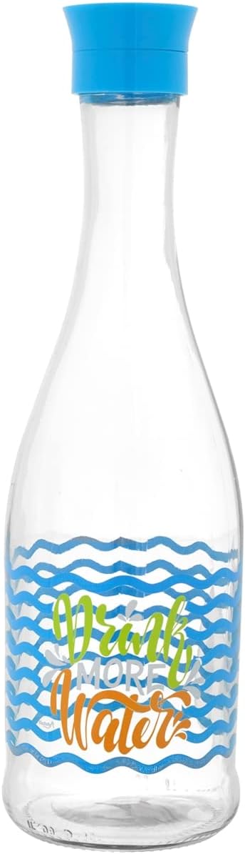 Home Gala Bottle with Plastic Cap, Glass, Black, 1 lt, Medium