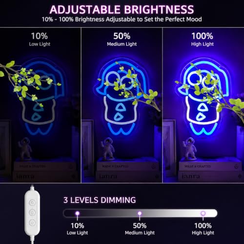 Image of Cute Cartoon Neon Sign Dimmable Blue Girl LED Light Sign for Wall Decor, Aesthetic Sad Gaming Night Light for Bedroom Game Room Birthday Playroom Gift for Kids