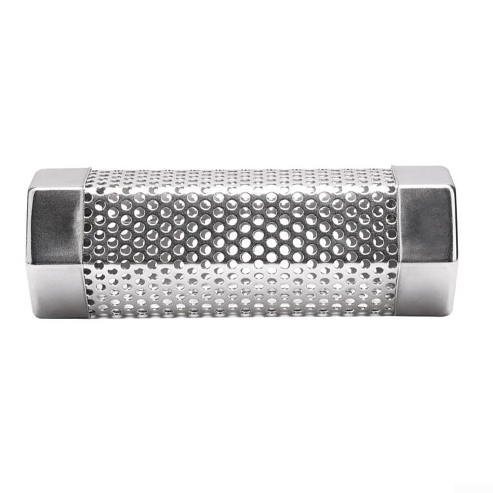 Stainless Steel 6 Inch BBQ Smoke Tube Hexagonal Anti-Roll Design Rust Resistant for Hot or Cold Works on Gas Electric Charcoal Grills Holds More Wood Pellets with Brush Hook Silver
