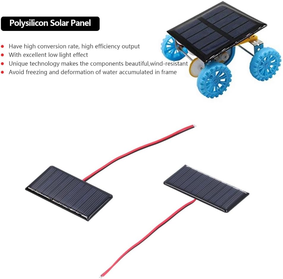 2Pcs Solar Panel Module 5V 0.3W Polysilicon Mini Solar Cells with Wires for Solar Light & Outdoor Power Generation 68x36mm image 4