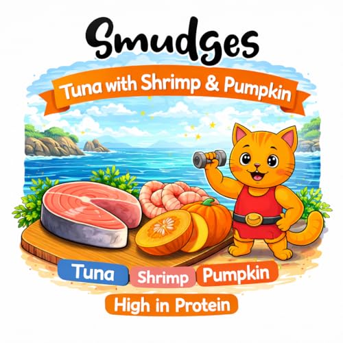 Image of Smudges Adult Cat Tuna Flakes with Shrimp & Pumpkin in Gravy 80g