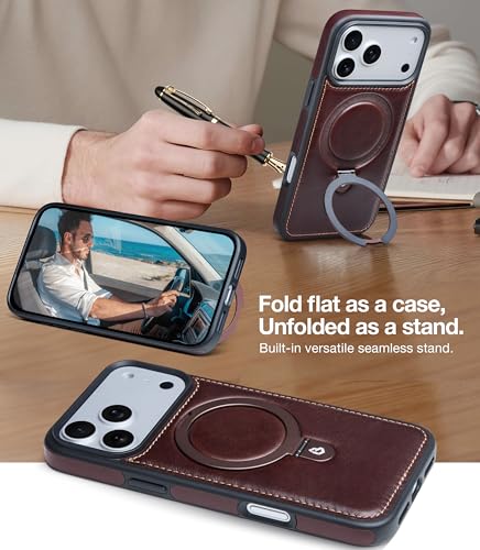 Coque cuir iPhone 17 Pro Max marron rustique pour le bureau - 3