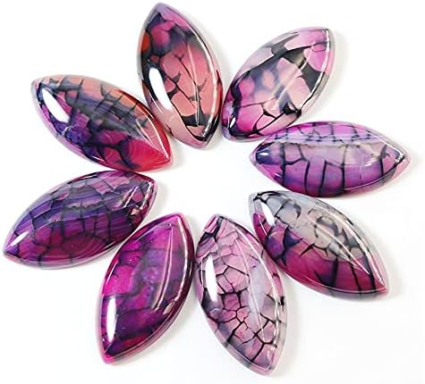 Charms Marquise Cabochons Stone Purple Dragon Veins Agates Beads Stone for Women Jewelry Making 20x40mm 10PCS - (Item Diameter: 10pcs)