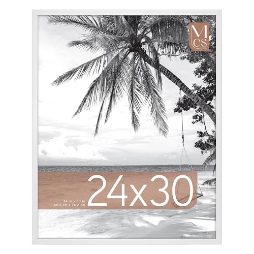 Image of MCS Foundation 24x30 Poster Frame Traditional White, Vertical & Horizontal Wall Hanging Large Picture Frame for Photos, Posters & Art Prints (1-Pack)