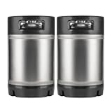 TMCRAFT New 2.5 Gallon Ball Lock Keg, Stainless Steel Beer Keg with Dual Rubber Handle for Home Brew- 2 Pack