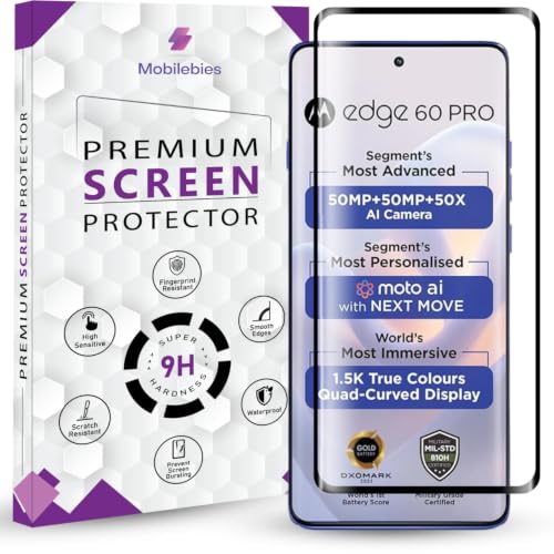 Image of Advanced Black Border Tempered Glass Screen Protector Compatible for Motorola Edge 60 Pro 5G / Edge 60 5G (6.9 Inch, Pack of 1) | Full Screen Coverage Screen Protector Guard Protector