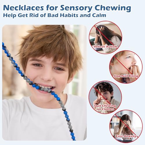 Chew Necklaces for Sensory Kids and Adults, Chewy Necklace Sensory Toys for Nail Biting, Silicone Necklace for Autism, ADHD, SPD, Fidget Oral Chew Toys for Boys and Girls - Image 5