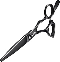 ULG 6.5" Professional Japanese Stainless Steel Hair Cutting Scissors - Ergonomic Barber Shears with Offset Handles, Silencer & Matte Black Finish for Salon & Home