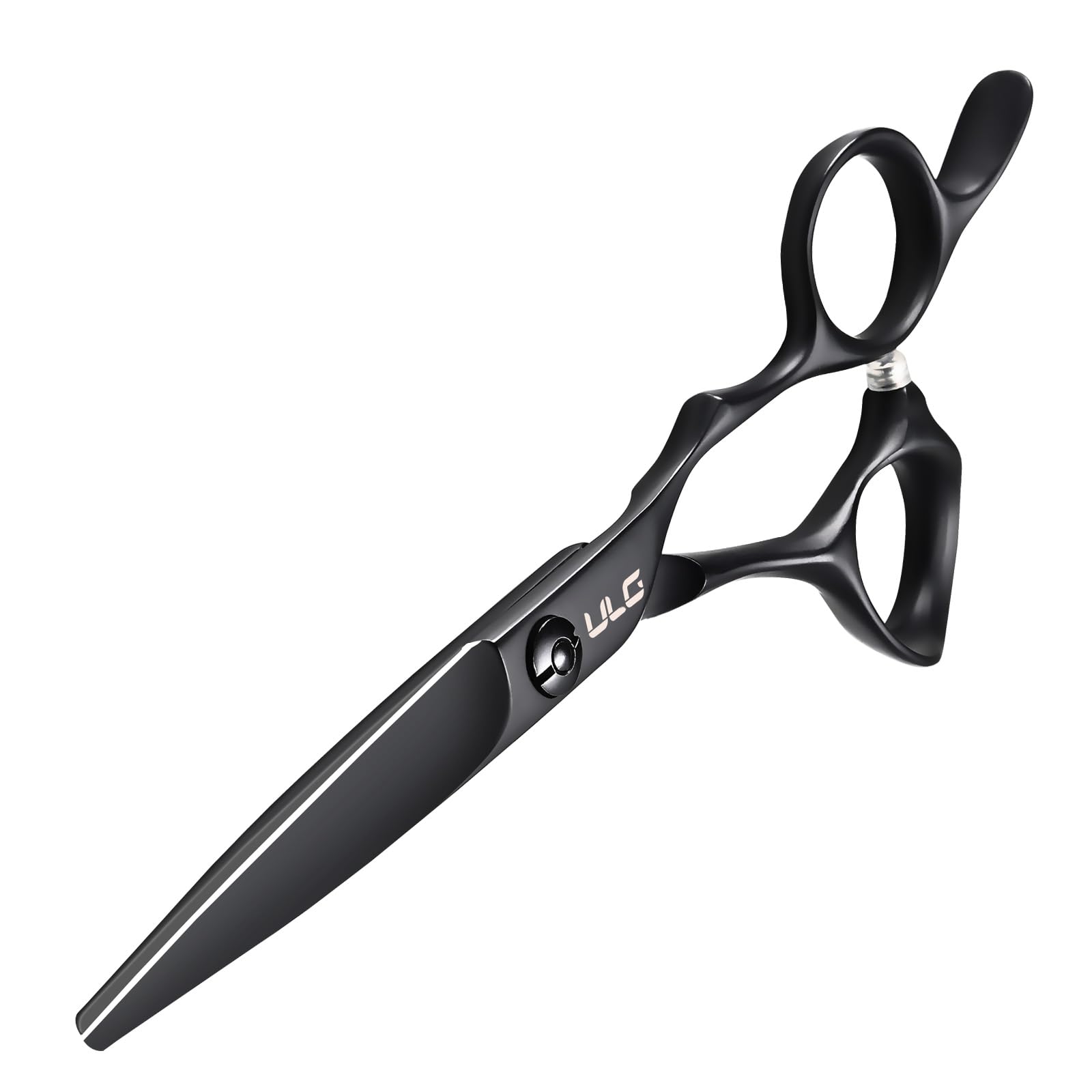 ULG Professional Hair Cutting Scissors 6.5 Inch – Japanese Stainless Steel Barber Shears for Salon &amp; Home Haircut, Ergonomic Offset Handles with Silencer, Hand-Honed Sharp Blades, Matte Black