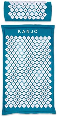 FSA HSA Eligible Kanjo Premium Acupressure Mat and Pillow Set for Back Pain Relief & Neck Pain Relief, with Memory Foam Pillow, Includes Carry Bag, Sapphire