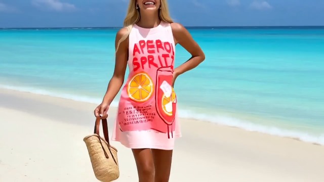 red striped fishes mini dress Farm Rio Stripe Fishes Mini Dress Womens Size XL Open Back Strappy Tropical Boho