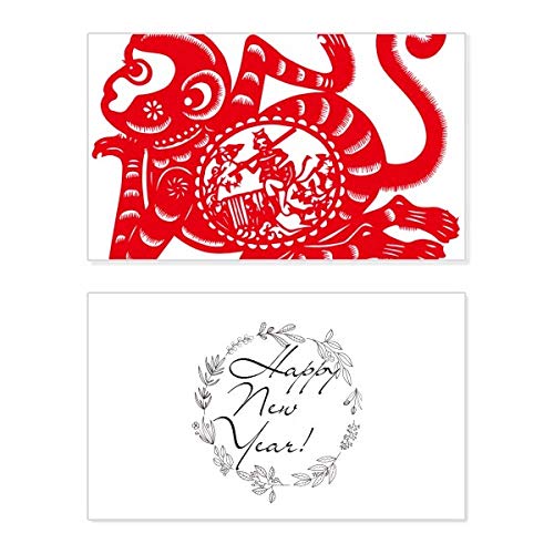 Tarjeta de año nuevo chino con diseño de mono en papercut para decorar y regalar