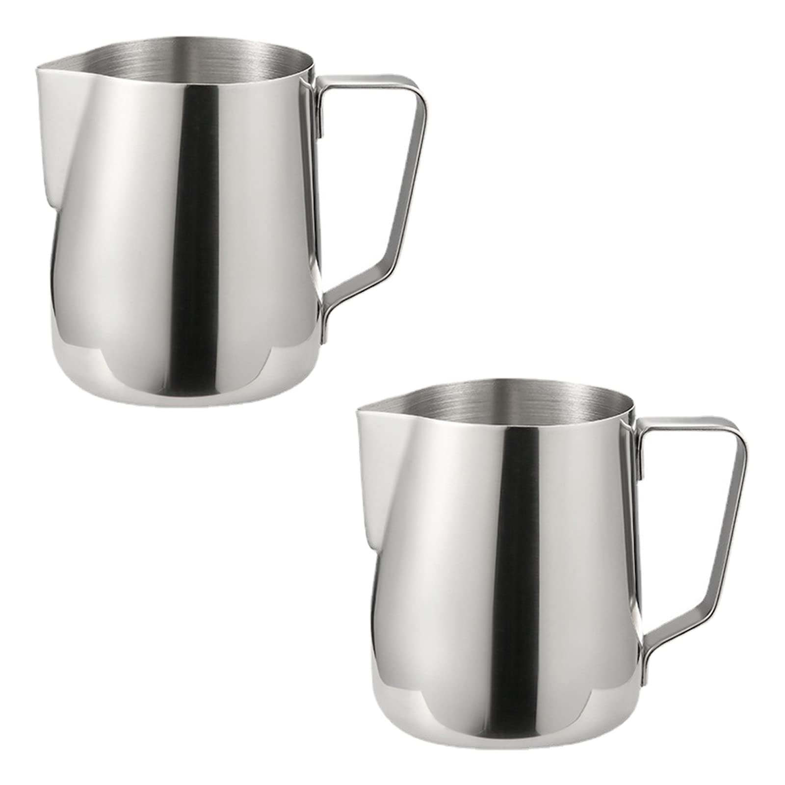 Tongtaixie Silver 2 Pcs Stainless Steel Milk Pitchers - 100 Ml Professional Barista Milk Jugs For Latte, Cappuccino, Mocha