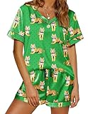Ekouaer Silk Pajamas for Women Satin Pajama Set 2 Piece Short Sleeve Pjs Sets Soft Summer Sleepwear with Pockets Tiger Polka Dots Medium