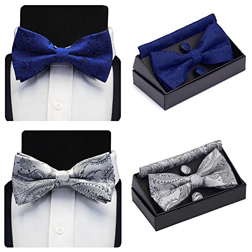 Set de Corbata de Moño Paisley Floral para Hombre miniatura 3