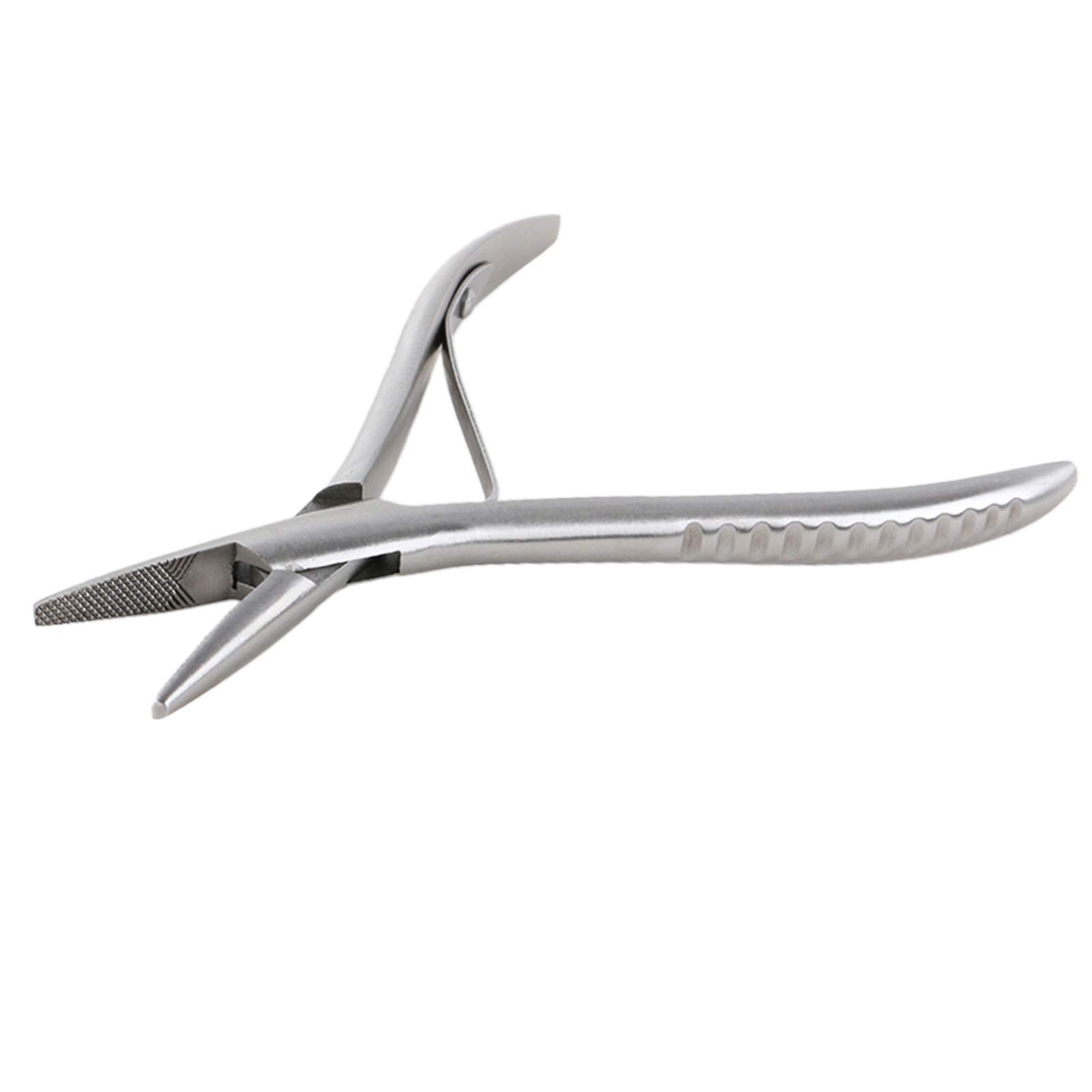 Pinza extensiones cabello acero inoxidable plana para peluqueros y joyeros