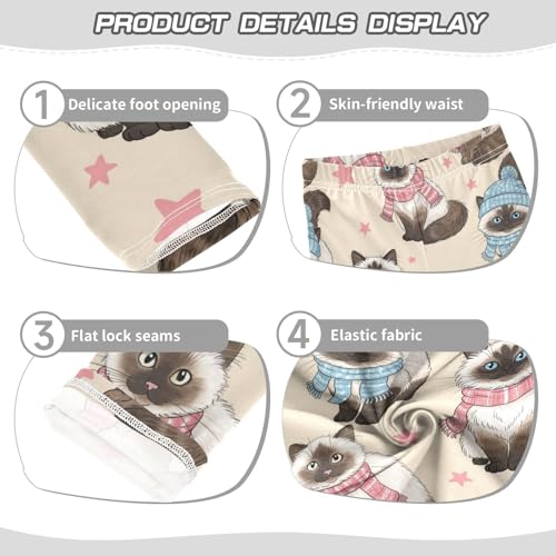 J JOYSAY Cartoon Cats Stars Girls Leggings Soft Comfortable Long Kids Girls Clothes Size 4-10T3