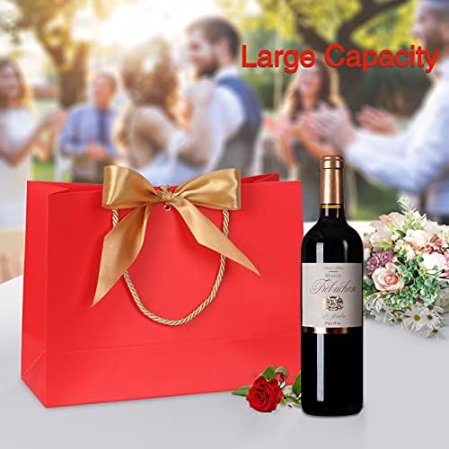 Skycase 8 Colours Gift Bags, Exquisite Paper Gift Bags with Ribbons, Practical Paper Bags, Gift Bags, Suitable for Festivals, Parties and Weddings, 28 x 20 x 10 cm