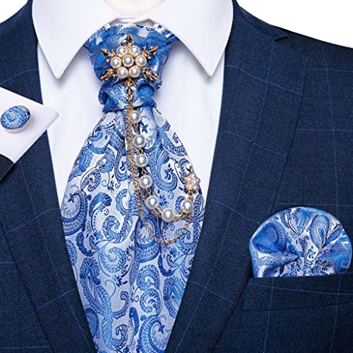 Set de corbata de seda para hombre con broche miniatura 1